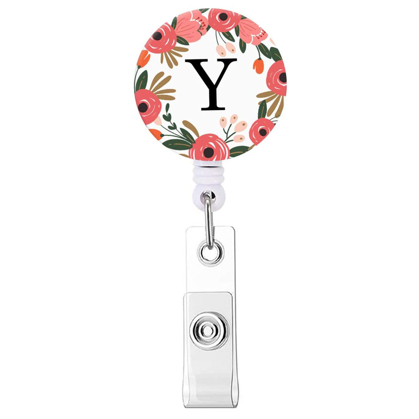Wholesale English letter glue flower telescopic rotating easy to pull keychain